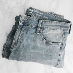 GAP Mid Rise Light Destroyed Girlfriend Jeans